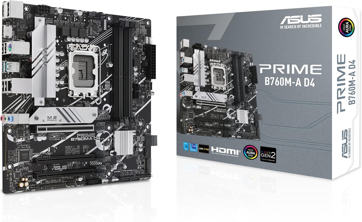 Motherboard Asus Prime B760M-A D4-CSM/ Socket 1700/ DDR4/ PCIe 4.0/ Micro ATX