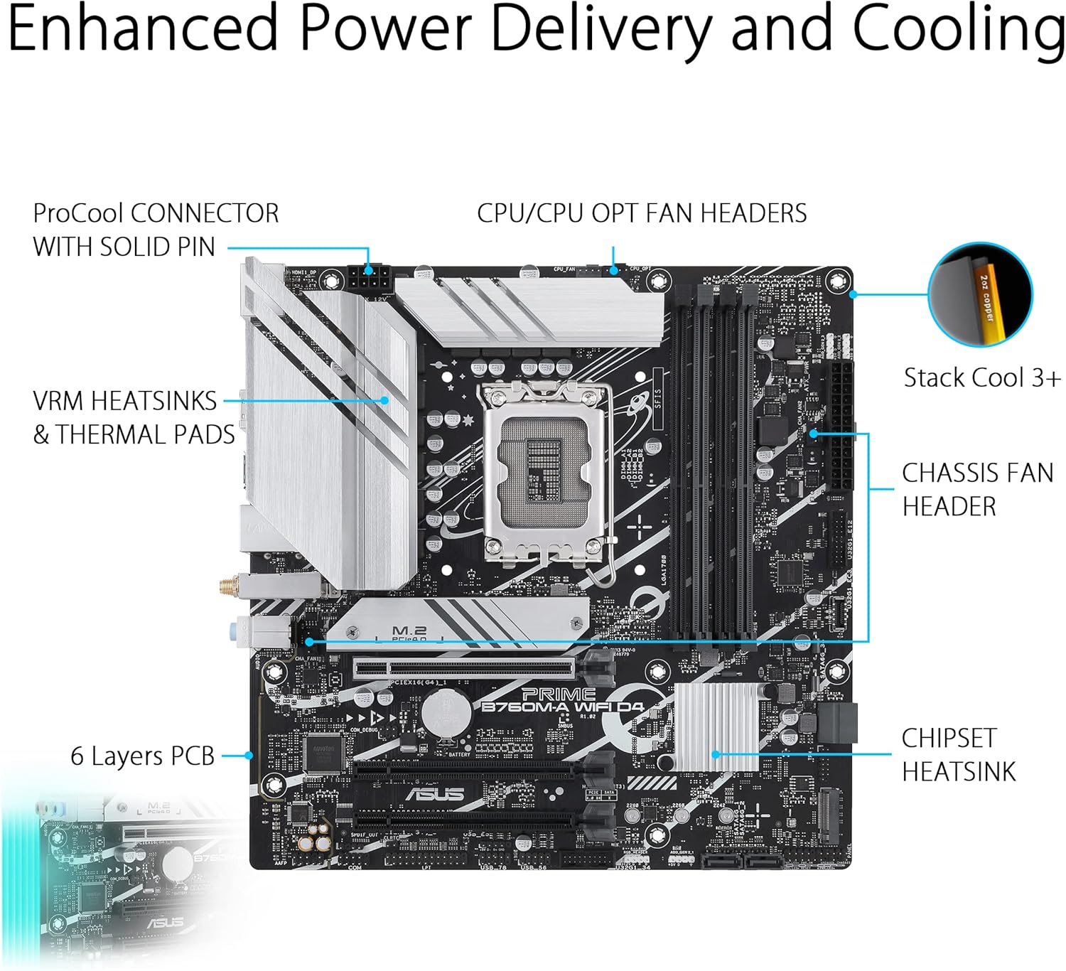 Motherboard Asus PRIME B760M-A WIFI D4 Socket 1700/ DDR4/ PCIe 4.0/ Micro ATX - Imagem 2