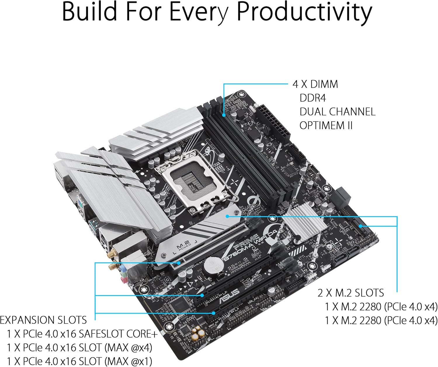 Motherboard Asus PRIME B760M-A WIFI D4 Socket 1700/ DDR4/ PCIe 4.0/ Micro ATX - Imagem 3