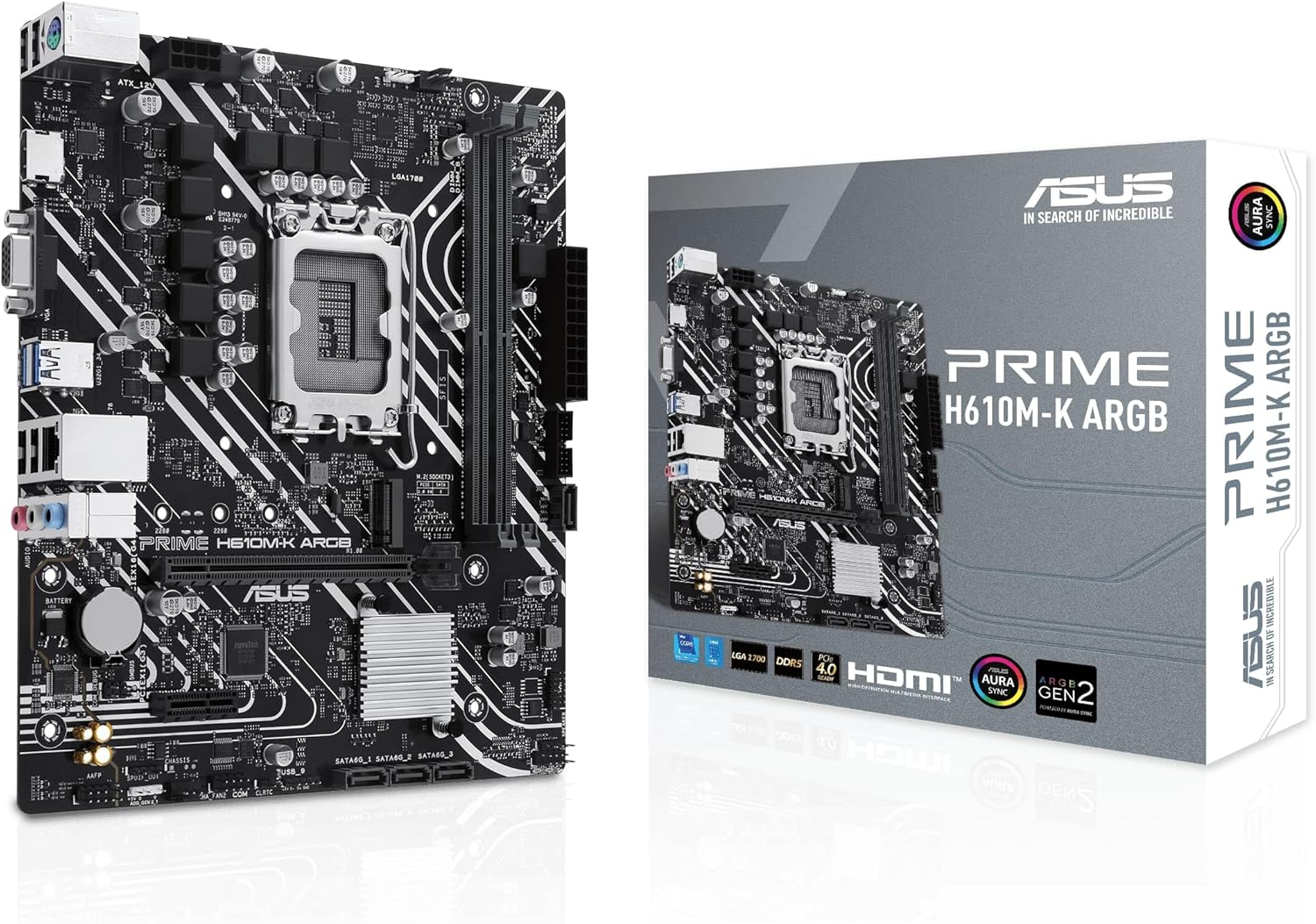 Motherboard Asus Prime H610M-K ARGB Socket 1700/ DDR5/ PCIe 4.0/ Micro ATX - Imagem 1