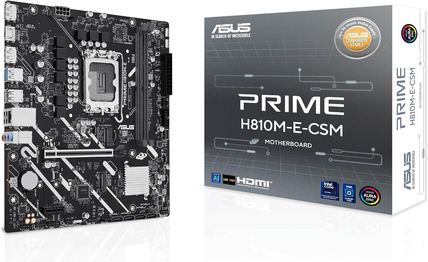 Motherboard Asus Prime H810M-E-CSM/ Socket 1851/ DDR5/ PCIe 4.0/ Micro ATX
