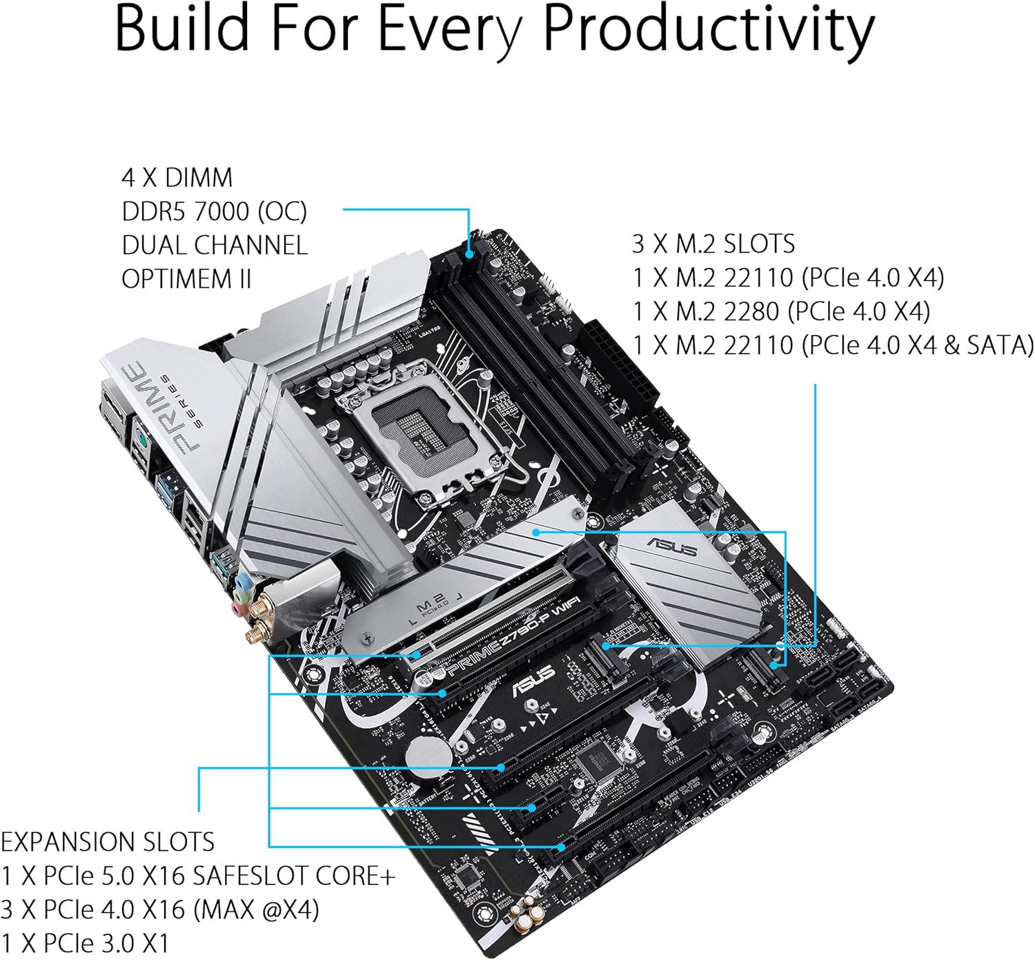Motherboard Asus Prime Z790-P WIFI Socket 1700/ DDR5/ PCIe 5.0 - Imagem 3