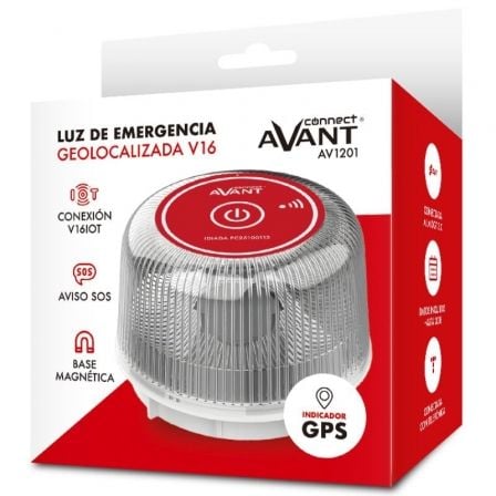 Luz de emergência para carro Avant V16 Connected AV1201/ Homologada/ Base Íman/ Geolocalizável/ Funciona a Pilhas