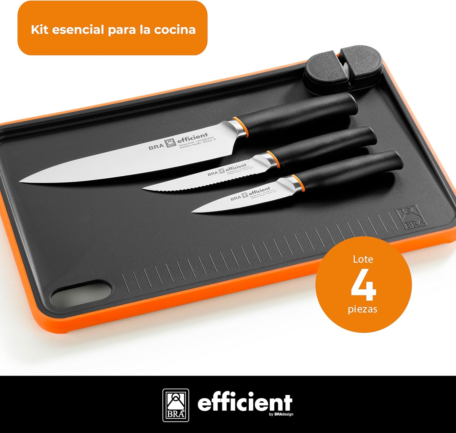 Pack de 3 Facas Bra Efficient A198021 com Tábua de Corte - Imagem 4