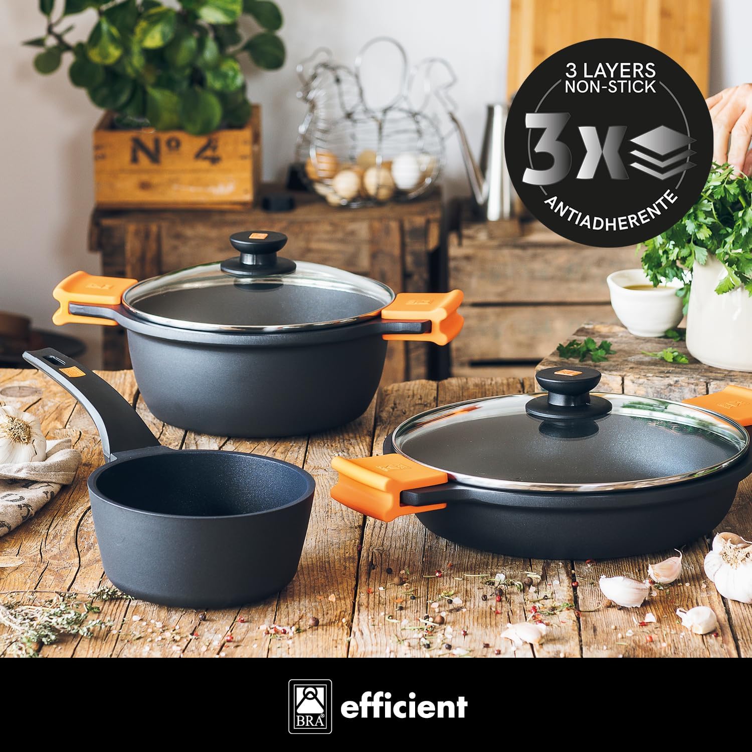 Panela Bra Efficient A273903/ 20cm/ 4.1L/ Alumínio fundido/ Adequada para Indução - Imagem 2