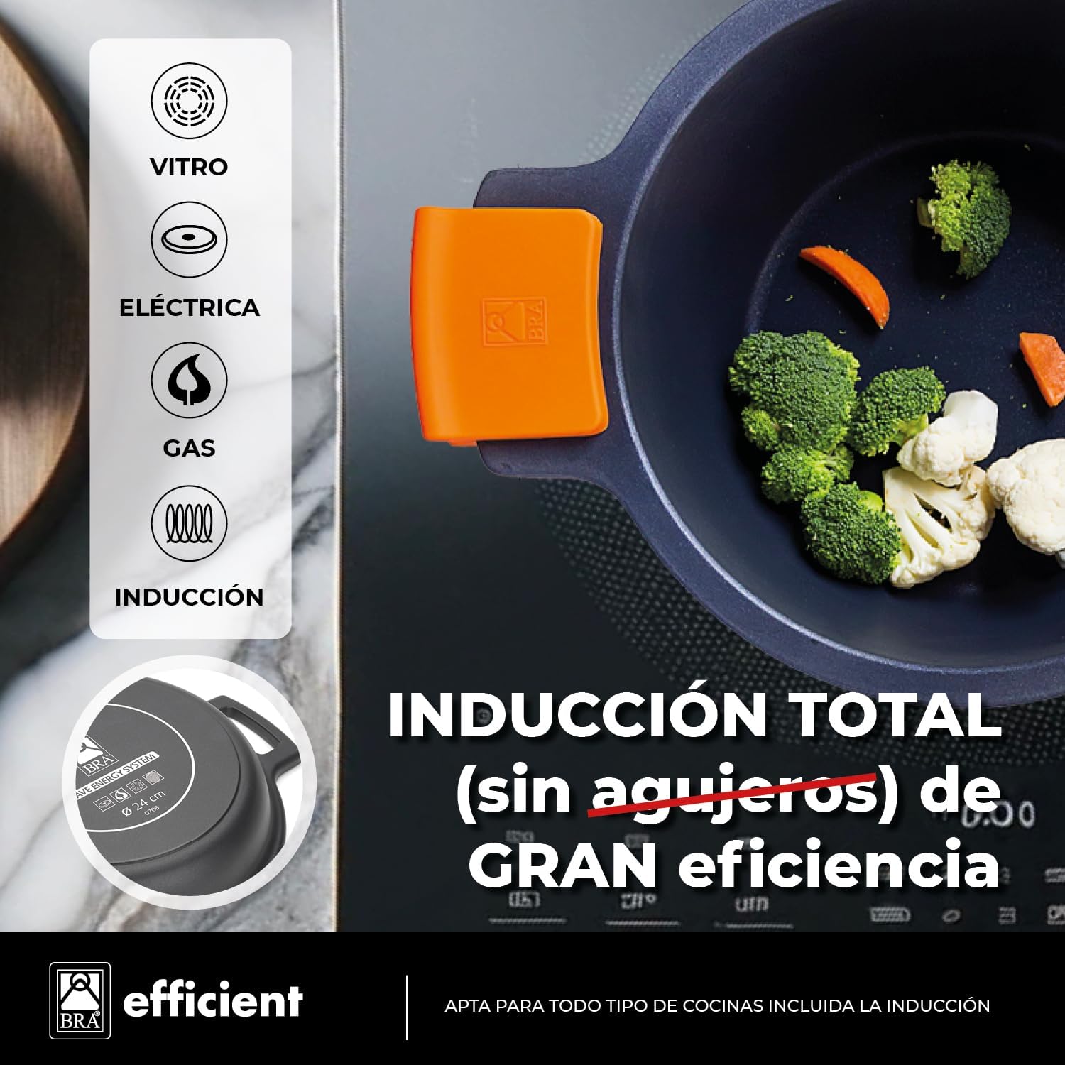Panela Bra Efficient A273903/ 20cm/ 4.1L/ Alumínio fundido/ Adequada para Indução - Imagem 4