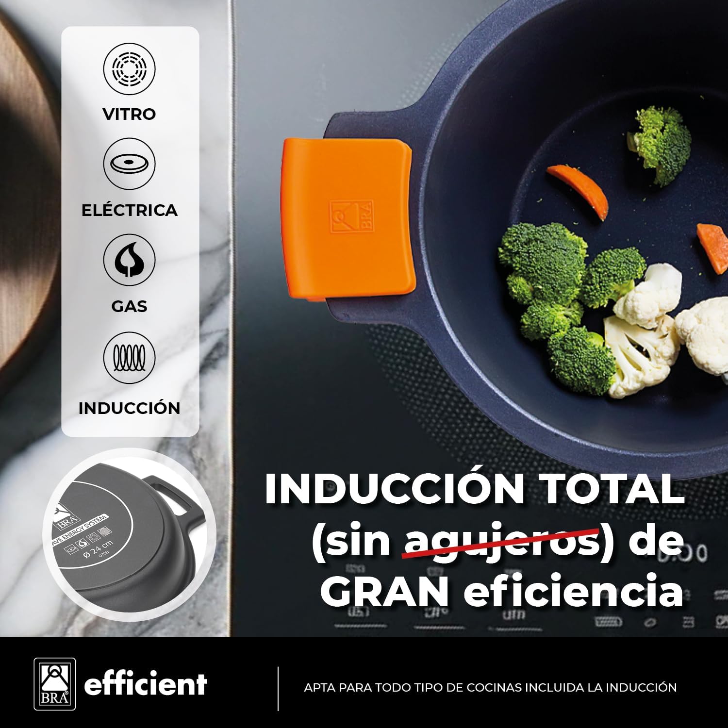 Olla Bra Efficient A273907/ 28cm/ 11.1L/ Alumínio Fundido/ Apta para Indução - Imagem 4