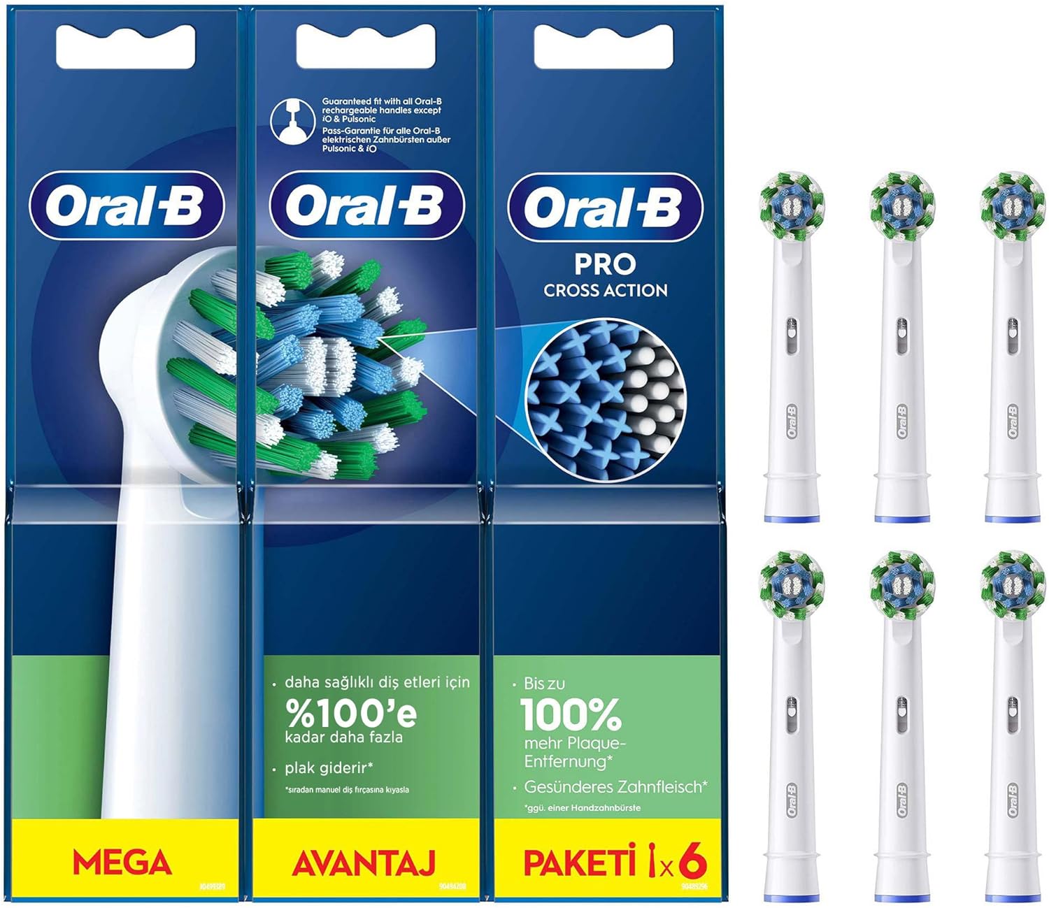 Cabeçal de Substituição Braun para Escova Braun Oral-B Pro Cross Action/ Pack 6 unids