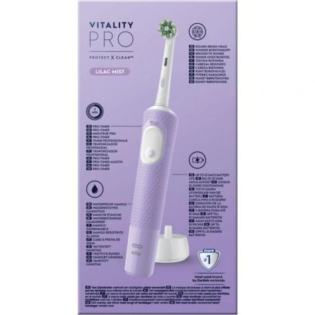 Escova de Dentes Elétrica Braun Oral-B Vitality Pro 3 Modos de Limpeza Temporizador Roxo - Imagem 2