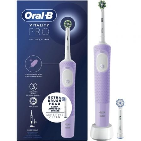 Escova de Dentes Elétrica Braun Oral-B Vitality Pro 3 Modos de Limpeza Temporizador Roxo