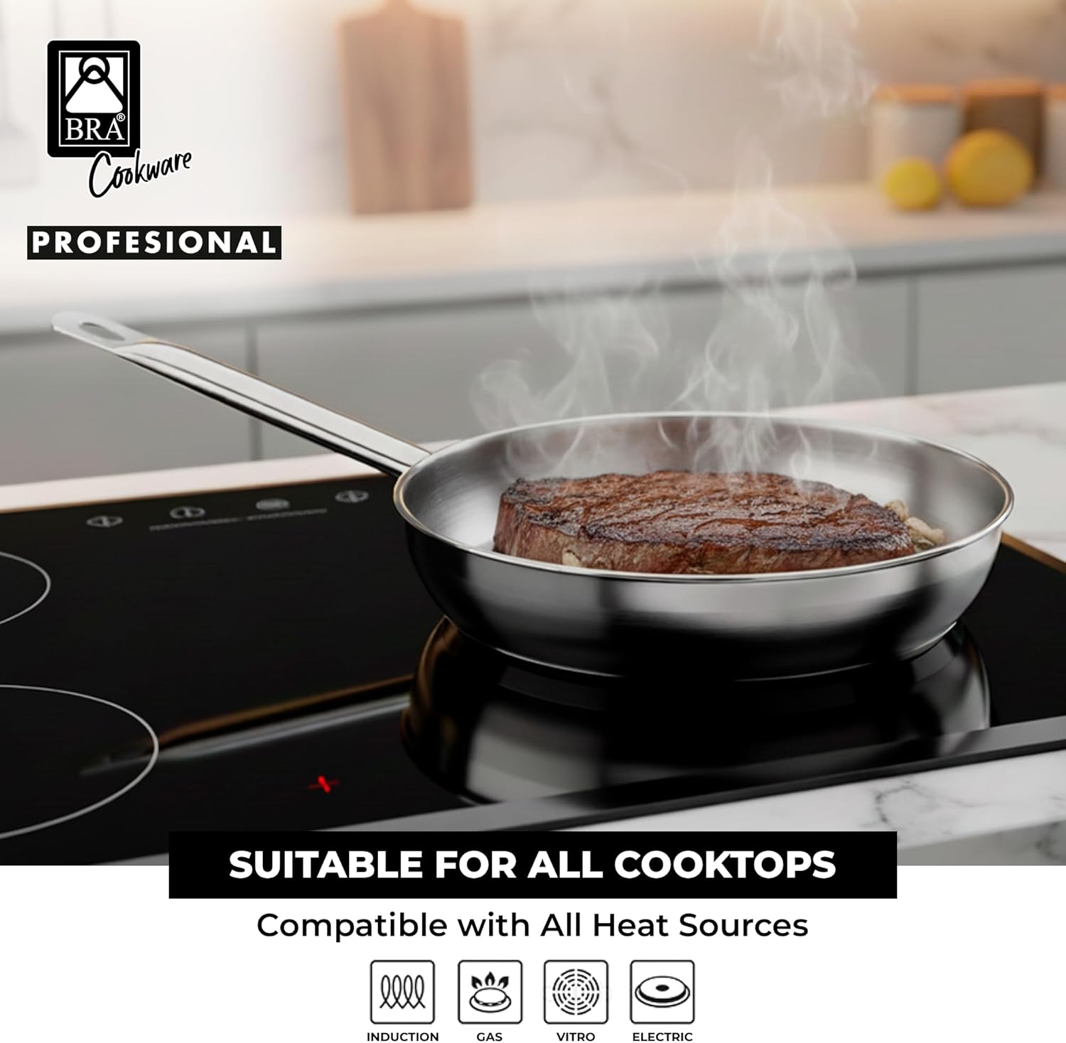 Frigideira Bra Profissional A121612 / 24cm / Aço Inoxidável / Compatível com Indução - Imagem 6