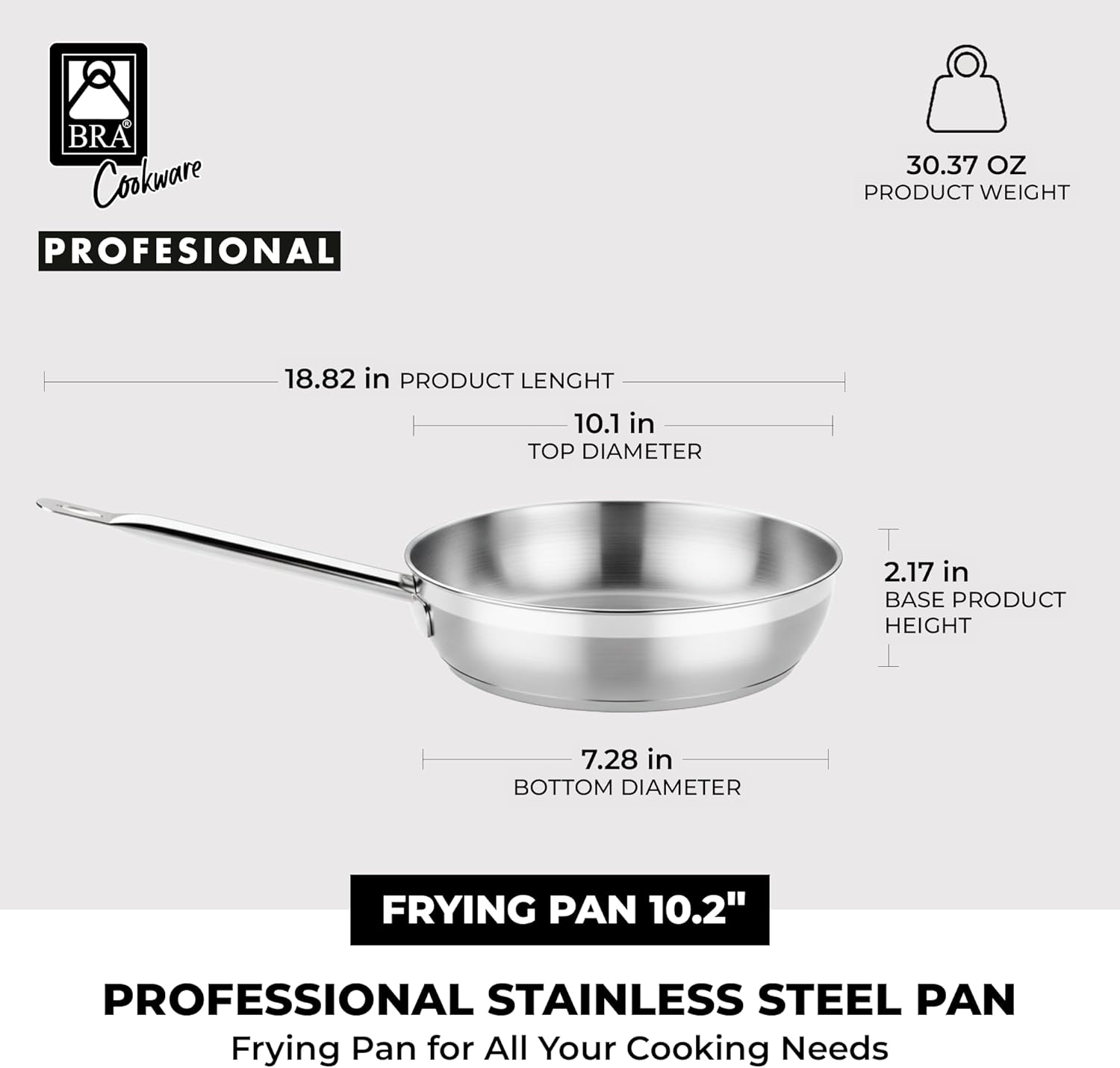 Frigideira Bra Profissional A121612 / 24cm / Aço Inoxidável / Compatível com Indução - Imagem 4