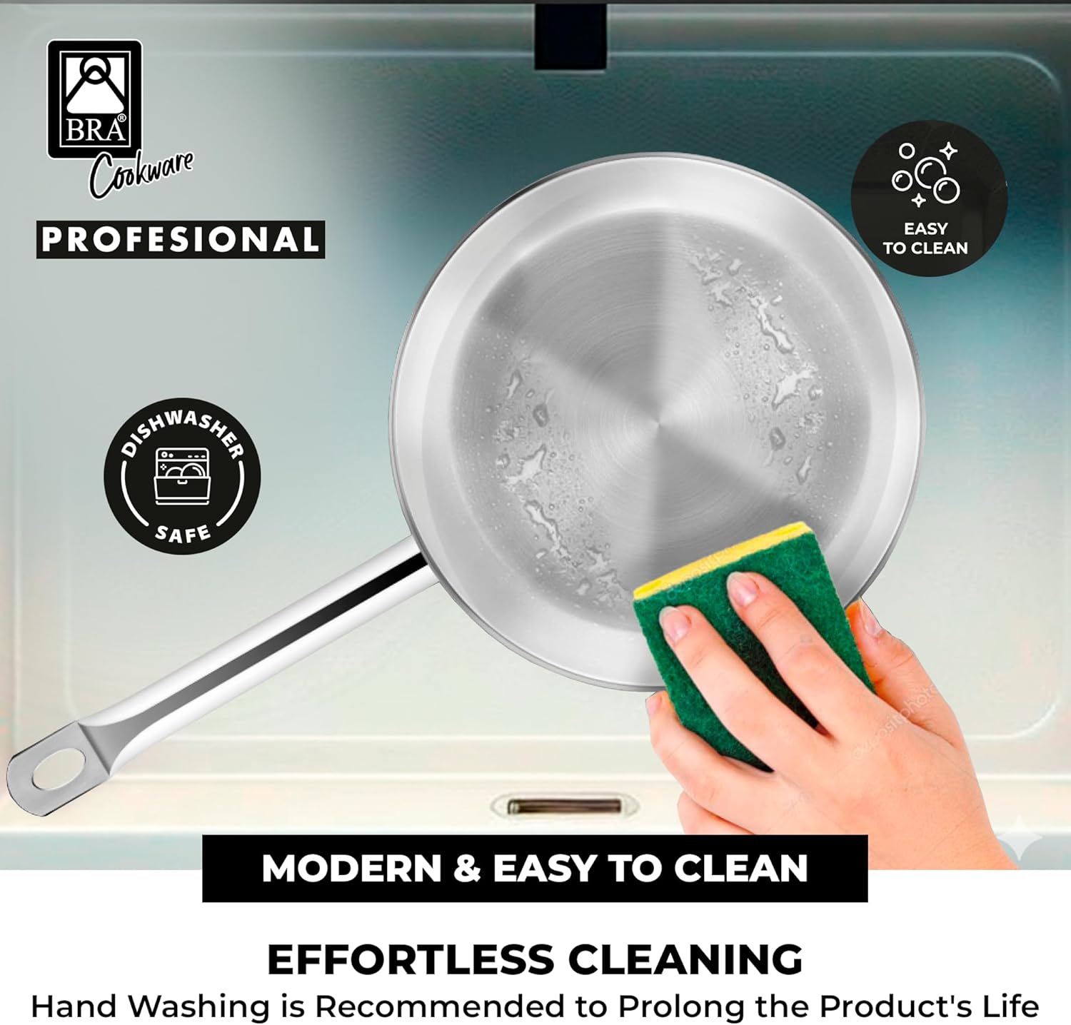 Frigideira Bra Profissional A121613/ 26cm/ Aço inoxidável/ Adequada para Indução - Imagem 8