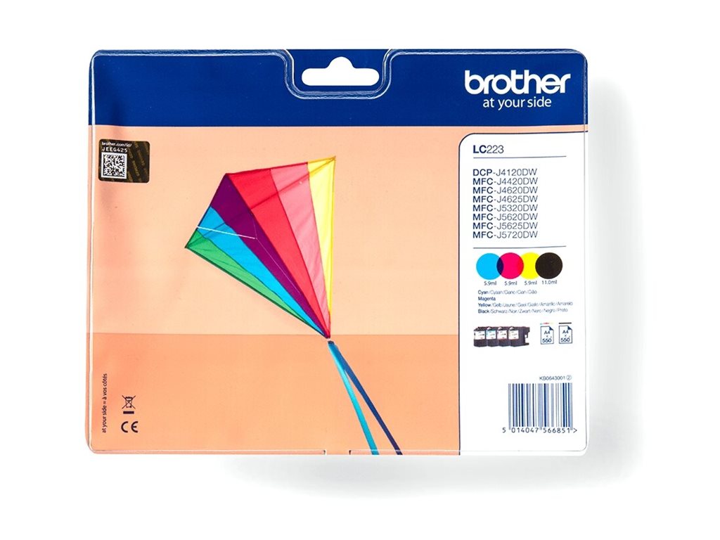 Tinteiro Original Brother LC-223VALBP Multipack/ Ciano/ Magenta/ Amarelo/ Preto - Imagem 2
