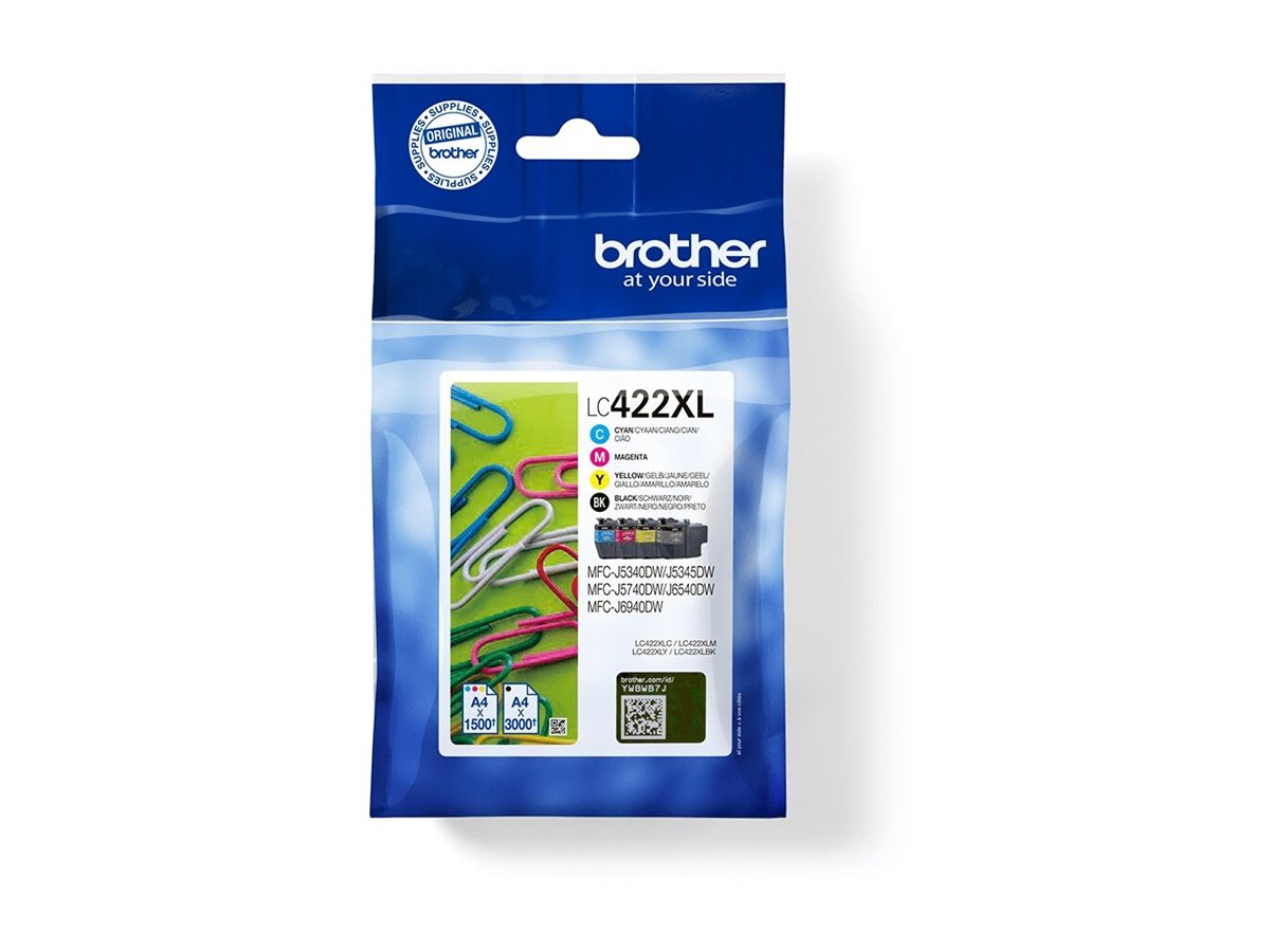 Tinteiro Original Brother LC-422XL Alta Capacidade Multipack/ Ciano/ Magenta/ Amarelo/ Preto