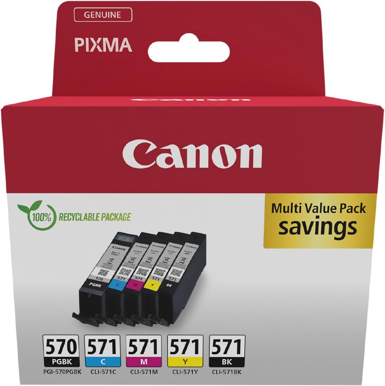 Tinteiro Original Canon PGI-570 + CLI-571 Multipack/ Ciano/ Magenta/ Amarelo/ Preto