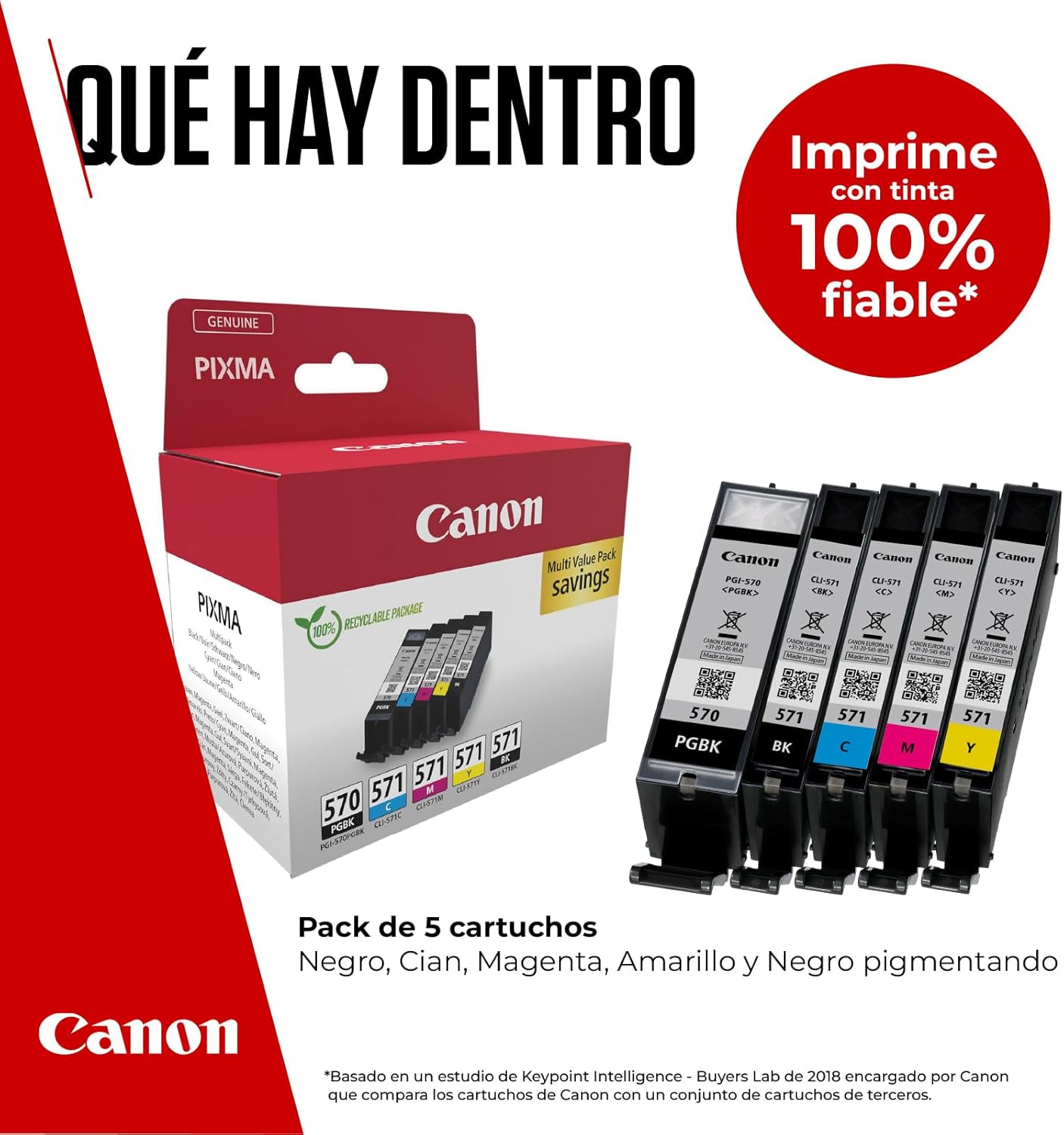 Tinteiro Original Canon PGI-570 + CLI-571 Multipack/ Ciano/ Magenta/ Amarelo/ Preto - Imagem 2