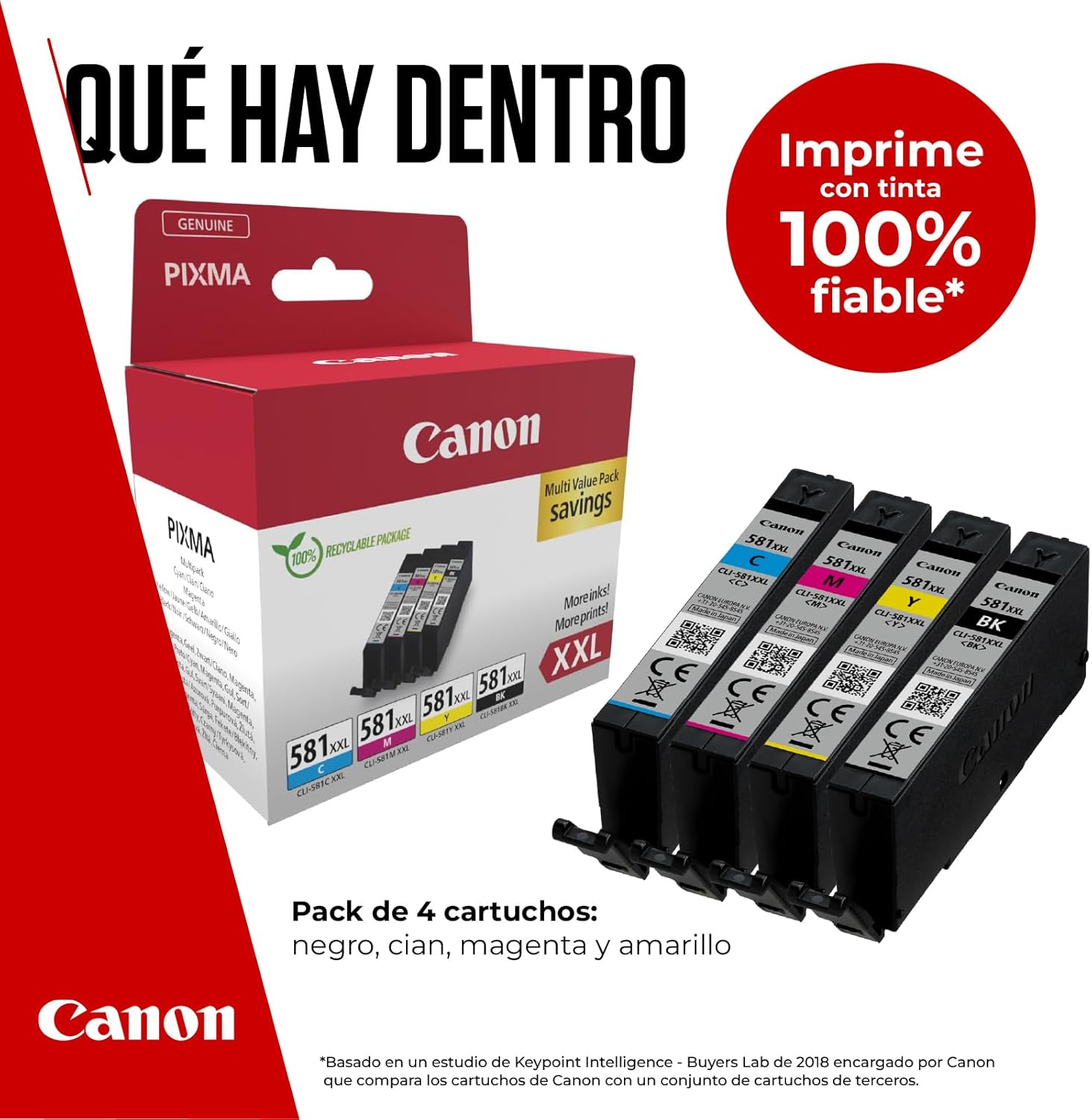 Tinteiro Original Canon CLI-581XXL Multipack Alta Capacidade/ Ciano/ Magenta/ Amarelo/ Preto - Imagem 2