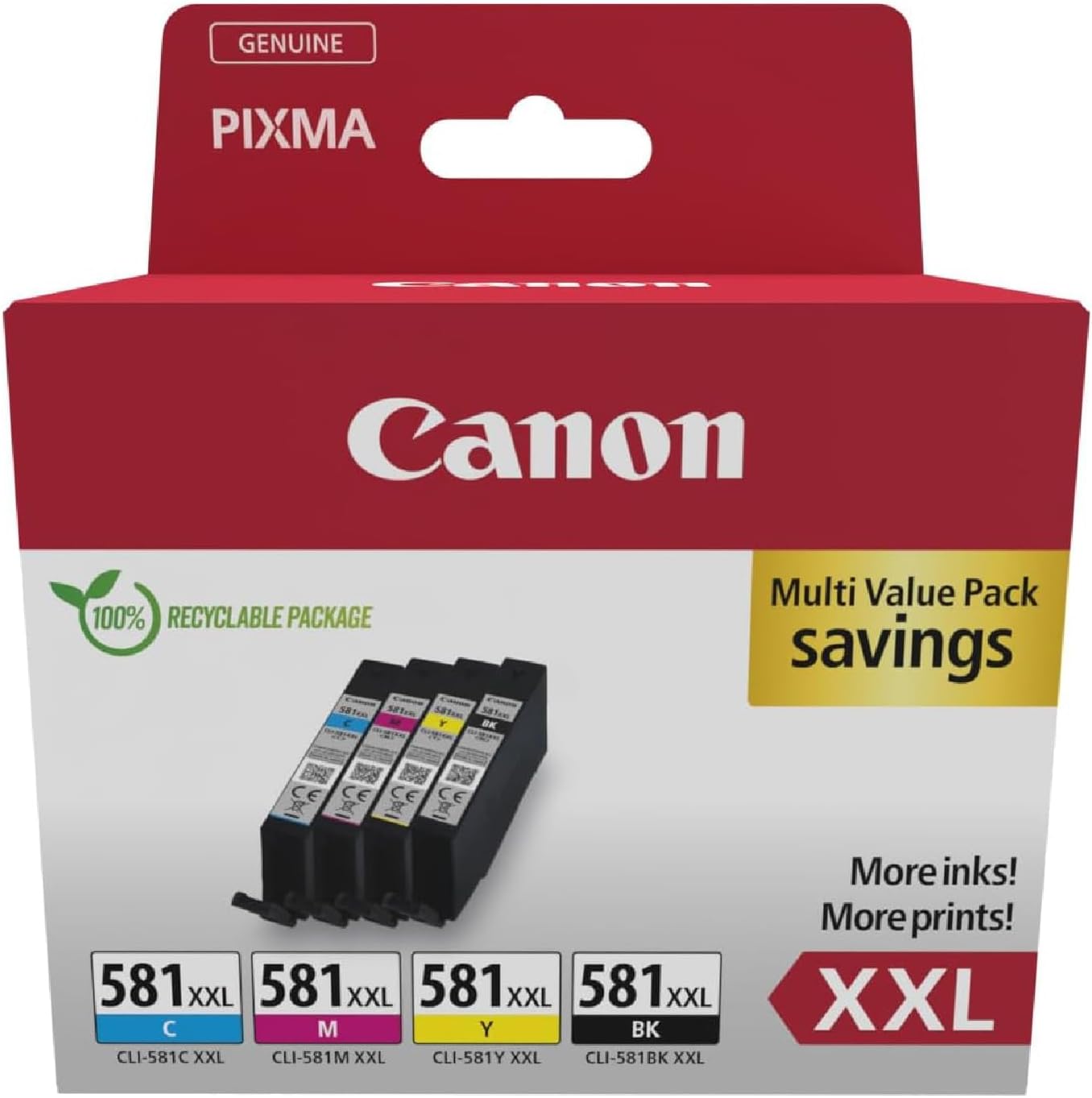 Tinteiro Original Canon CLI-581XXL Multipack Alta Capacidade/ Ciano/ Magenta/ Amarelo/ Preto