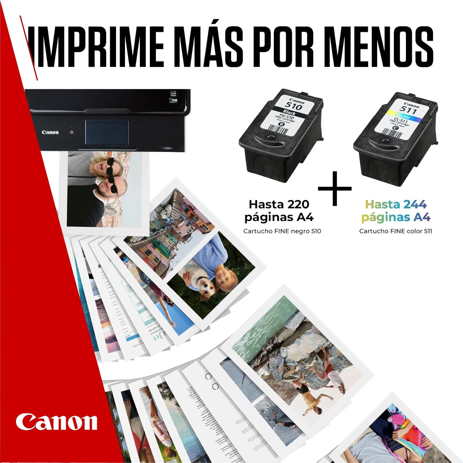 Tinteiro Original Canon PG-510 + CL-511 Multipack/ Preto/ Tricolor + Papel Fotográfico - Imagem 5