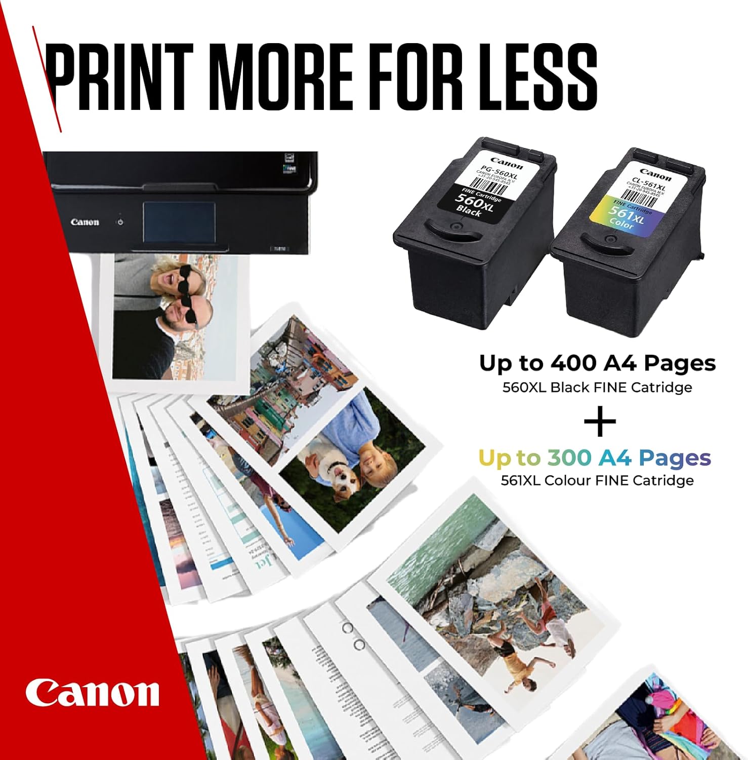 Tinteiro Original Canon PG-560XL + CL-561XL Multipack Alta Capacidade/ Preto/ Tricolor + Papel Fotográfico - Imagem 7