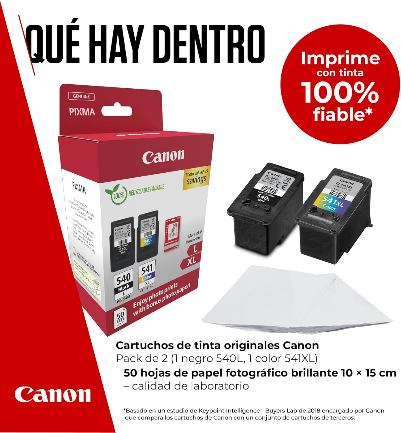 Tinteiro Original Canon PG-540L + CL-541 XL Multipack Alta Capacidade/ Preto/ Tricolor + Papel Fotográfico - Imagem 2