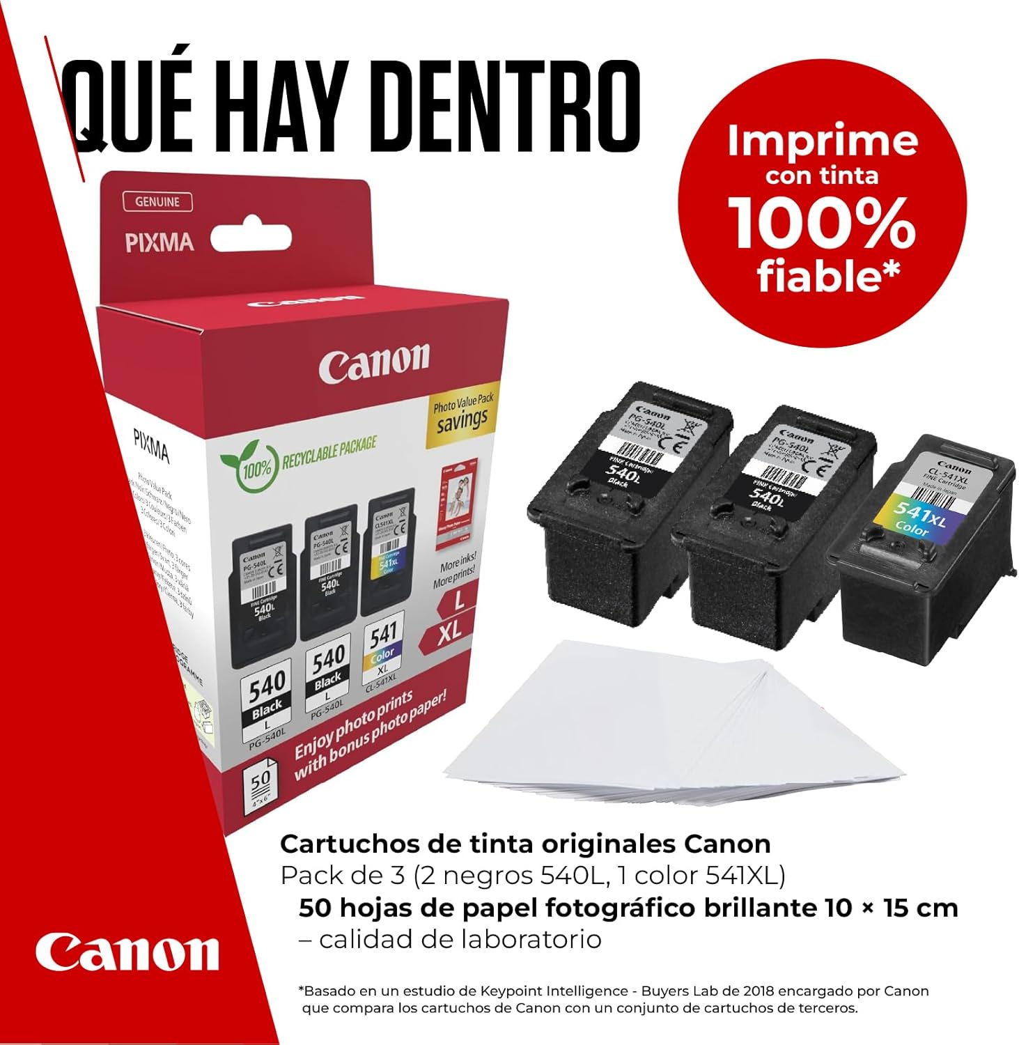 Tinteiro Original Canon PG-540L + CL-541 XL Multipack Alta Capacidade/ 2x Preto/ Tricolor + Papel Fotográfico - Imagem 2
