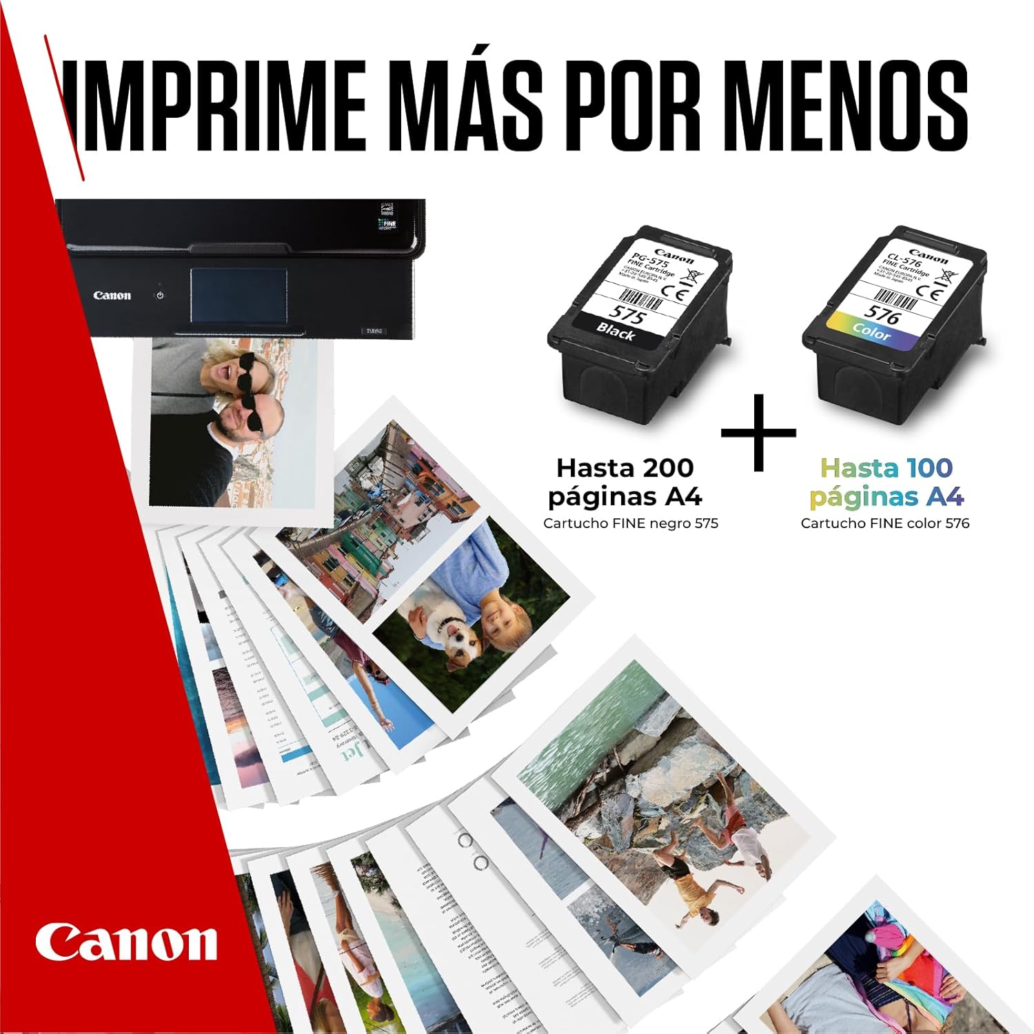 Tinteiro Original Canon PG-575 + CL-576 Multipack/ Preto/ Tricolor + Papel Fotográfico - Imagem 5