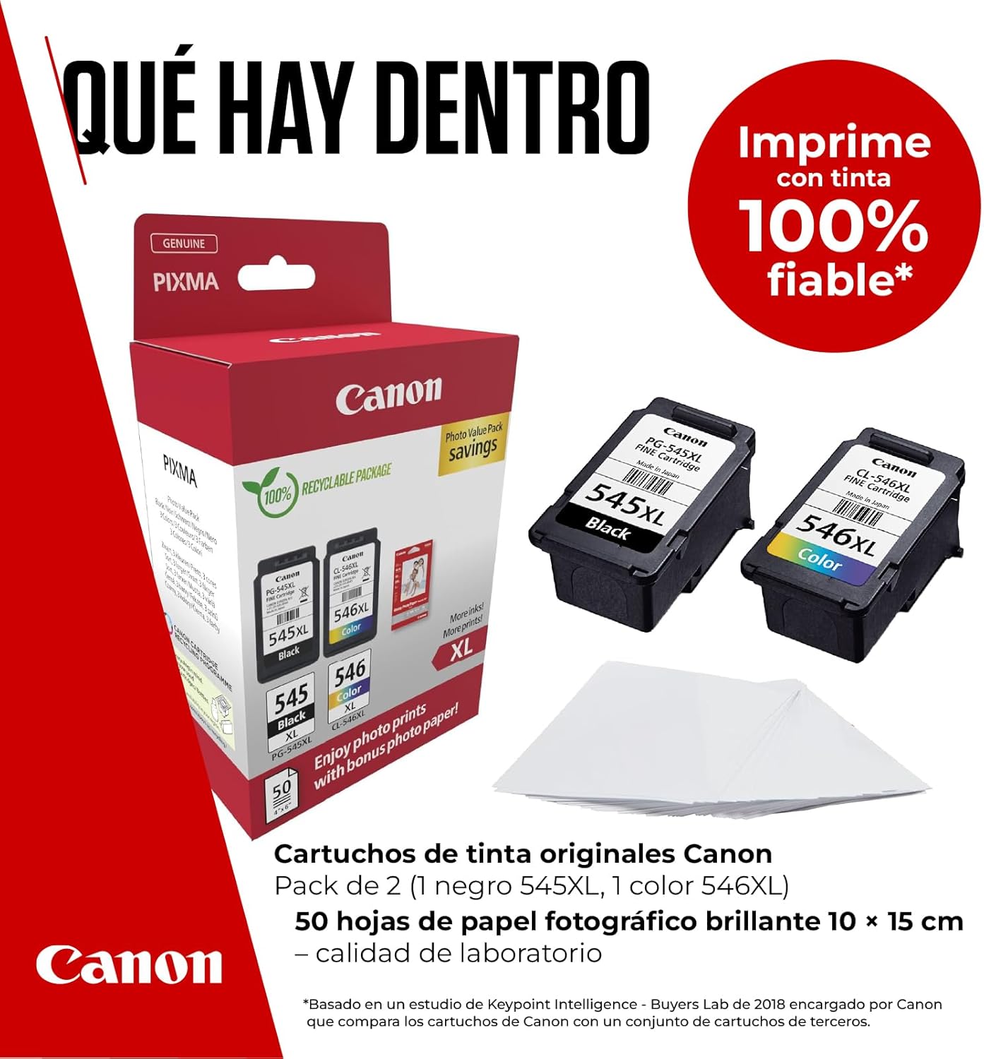 Tinteiro Original Canon PG-545XL + CL546XL Multipack Alta Capacidade/ Preto/ Tricolor + Papel Fotográfico - Imagem 2