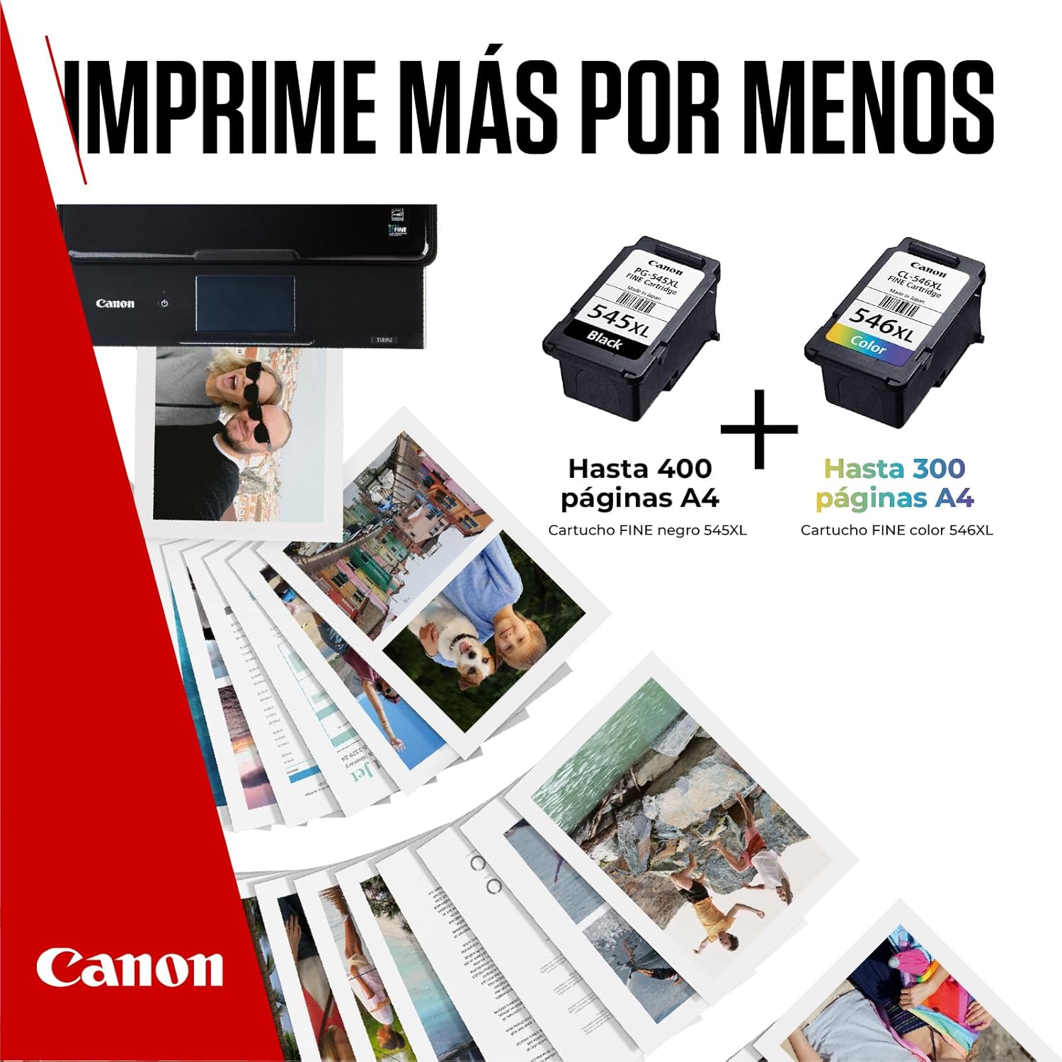 Tinteiro Original Canon PG-545XL + CL546XL Multipack Alta Capacidade/ Preto/ Tricolor + Papel Fotográfico - Imagem 5