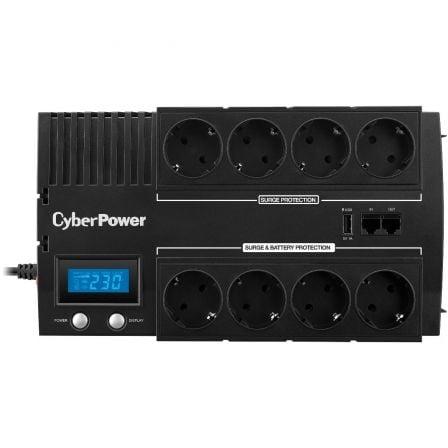 SAI CyberPower BR700ELCD 700VA 420W 8 Tomadas LCD Portas USB Preto - Imagem 2