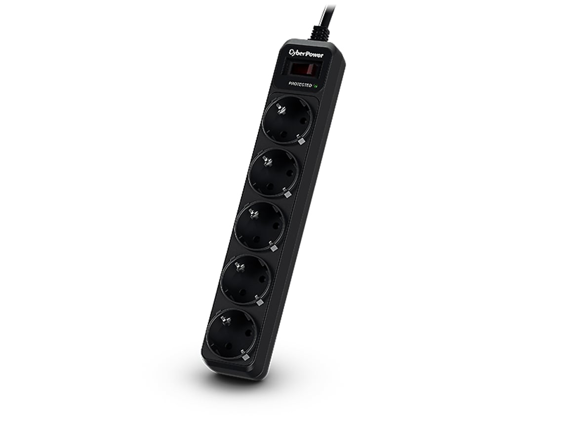 Régua de tomadas com interruptor Cyberpower B0520SC0-DE/ 5 Tomadas de corrente/ Cabo 1.8m/ Preta