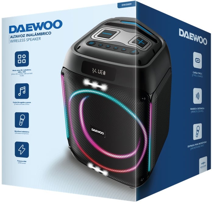 Altifalante com Bluetooth Daewoo Party Speaker DW3009/ 40W/ 2.1 - Imagem 2