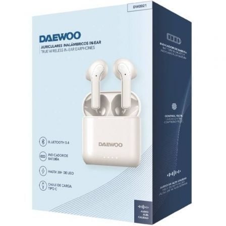 Auriculares Bluetooth Daewoo DW2021 com estojo de carregamento/ Autonomia 5h/ Brancos - Imagem 3