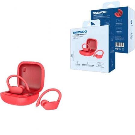 Auscultadores Desportivos Bluetooth Daewoo DW2025 com estojo de carregamento/ Autonomia 5h/ Vermelhos - Imagem 3