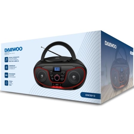 Rádio CD Daewoo DW3013 4W Bluetooth USB MP3 Rádio FM Ecrã LCD Vermelho - Imagem 3