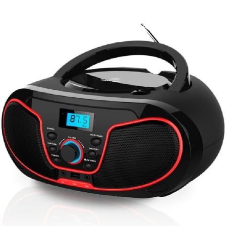 Rádio CD Daewoo DW3013 4W Bluetooth USB MP3 Rádio FM Ecrã LCD Vermelho - Imagem 2