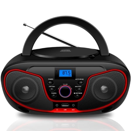 Rádio CD Daewoo DW3013 4W Bluetooth USB MP3 Rádio FM Ecrã LCD Vermelho
