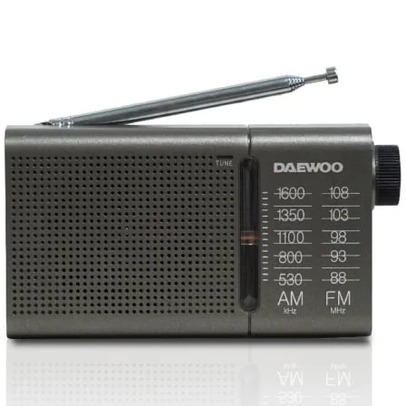 Rádio Portátil Daewoo DW1035 AM/FM com Altifalante Integrado e Saída para Auscultadores a Pilhas Cinzento Escuro