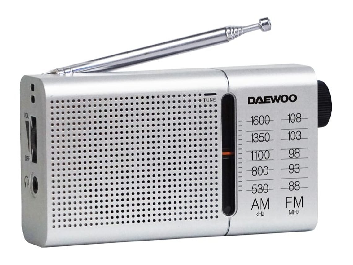 Rádio Portátil Daewoo DW1037/ a Pilhas/ Prateada