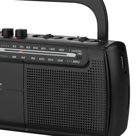 Rádio Cassete Portátil Daewoo DW1108 com Gravador, Microfone Integrado, AM/FM e Jack 3.5mm Preto - Imagem 4