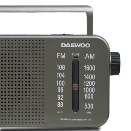 Rádio Portátil Daewoo DW1121 AM/FM com Alimentação a Rede e Pilhas Cinzento - Imagem 3