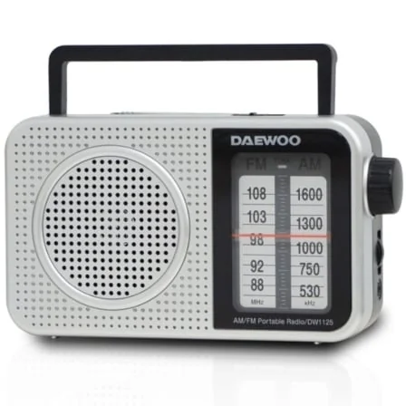 Rádio Portátil Daewoo DW1125 AM/FM com Altifalante Integrado, Saída Jack 3.5mm, AC/Pilhas - Cinzento Metalizado - Imagem 2
