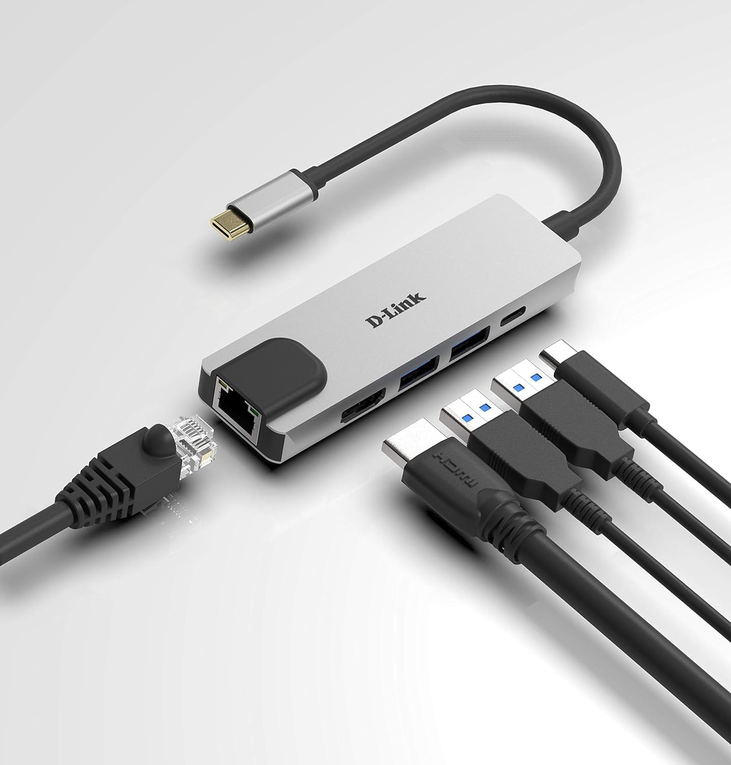 Docking USB Tipo-C D-Link DUB-M520/ 2xUSB/ 1xUSB Tipo-C/ 1xHDMI 4K/ 1xRJ45/ 1xThunderbolt/ Cinzento - Imagem 2
