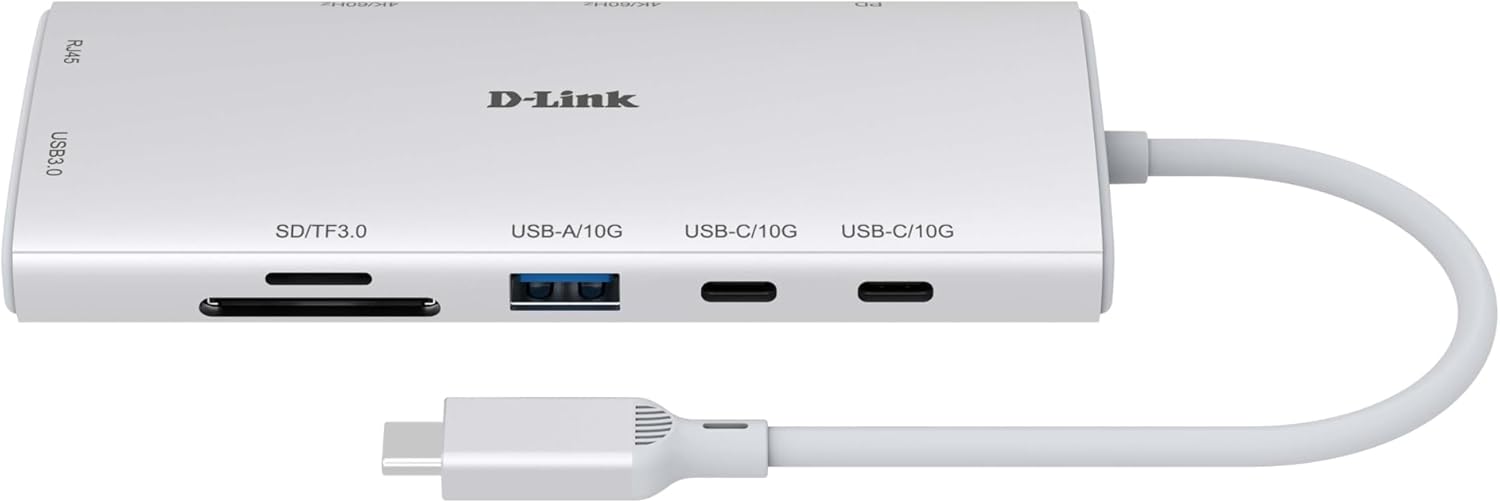 Docking USB Tipo-C D-Link DUP-A01/ 1xUSB/ 2xUSB Tipo-C/ 2xHDMI 4K/ 1xRJ45/ 1xLeitor de Cartões/ 1xUSB Tipo-C PD/ Branco - Imagem 3