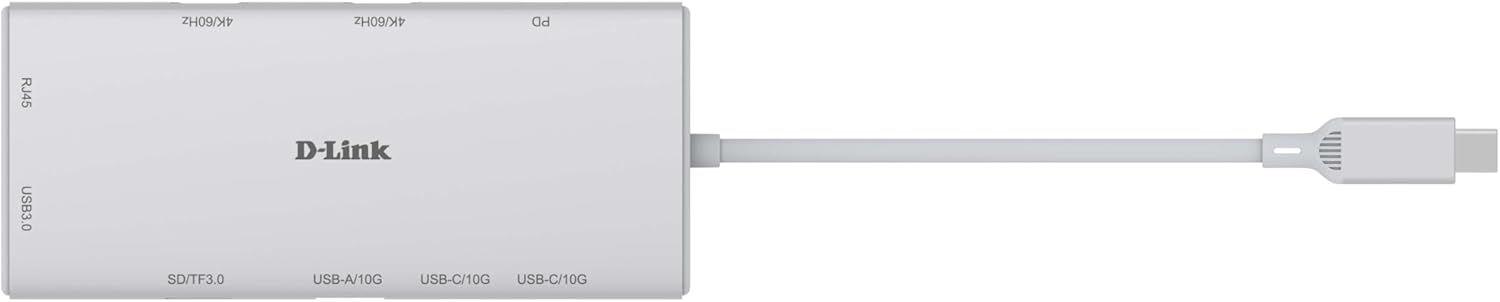 Docking USB Tipo-C D-Link DUP-A01/ 1xUSB/ 2xUSB Tipo-C/ 2xHDMI 4K/ 1xRJ45/ 1xLeitor de Cartões/ 1xUSB Tipo-C PD/ Branco - Imagem 8