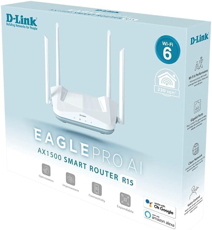 Router Sem Fios D-Link R15/E EAGLE PRO AI AX1500/ WiFi 6/ 1500Mbps/ 4 Antenas/ WiFi 802.11ax/ac/n/g/b/k/v/a/h - Imagem 7