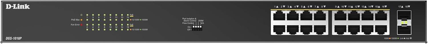 Switch D-Link DGS-1018P/E 18 Portos/ RJ-45 Gigabit 10/100/1000 PoE/ SFP - Imagem 2