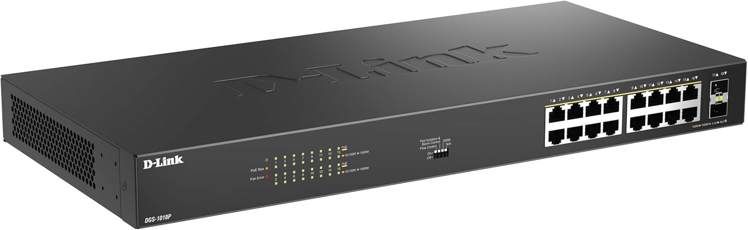 Switch D-Link DGS-1018P/E 18 Portos/ RJ-45 Gigabit 10/100/1000 PoE/ SFP - Imagem 5