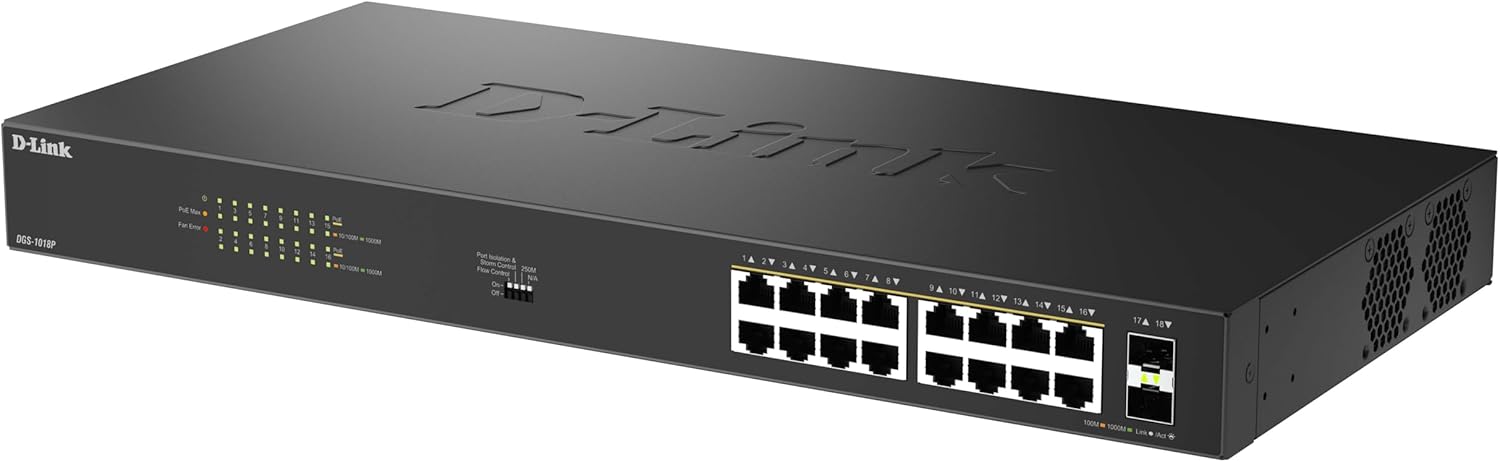Switch D-Link DGS-1018P/E 18 Portos/ RJ-45 Gigabit 10/100/1000 PoE/ SFP - Imagem 3